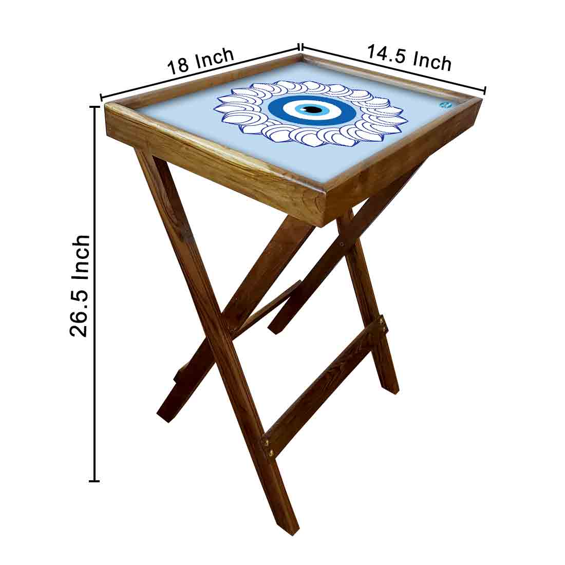 Wooden Folding Tray Side Table for Serving Snacks Tables - Evil Eye Protector - Image 22
