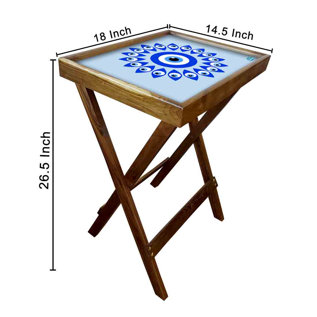 Wooden Folding Tray Side Table for Serving Snacks Tables - Evil Eye Protector - Image 23