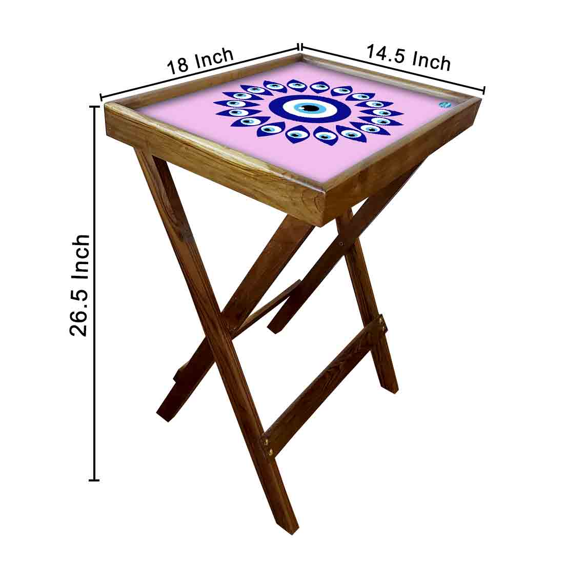 Wooden Folding Tray Side Table for Serving Snacks Tables - Evil Eye Protector - Image 24