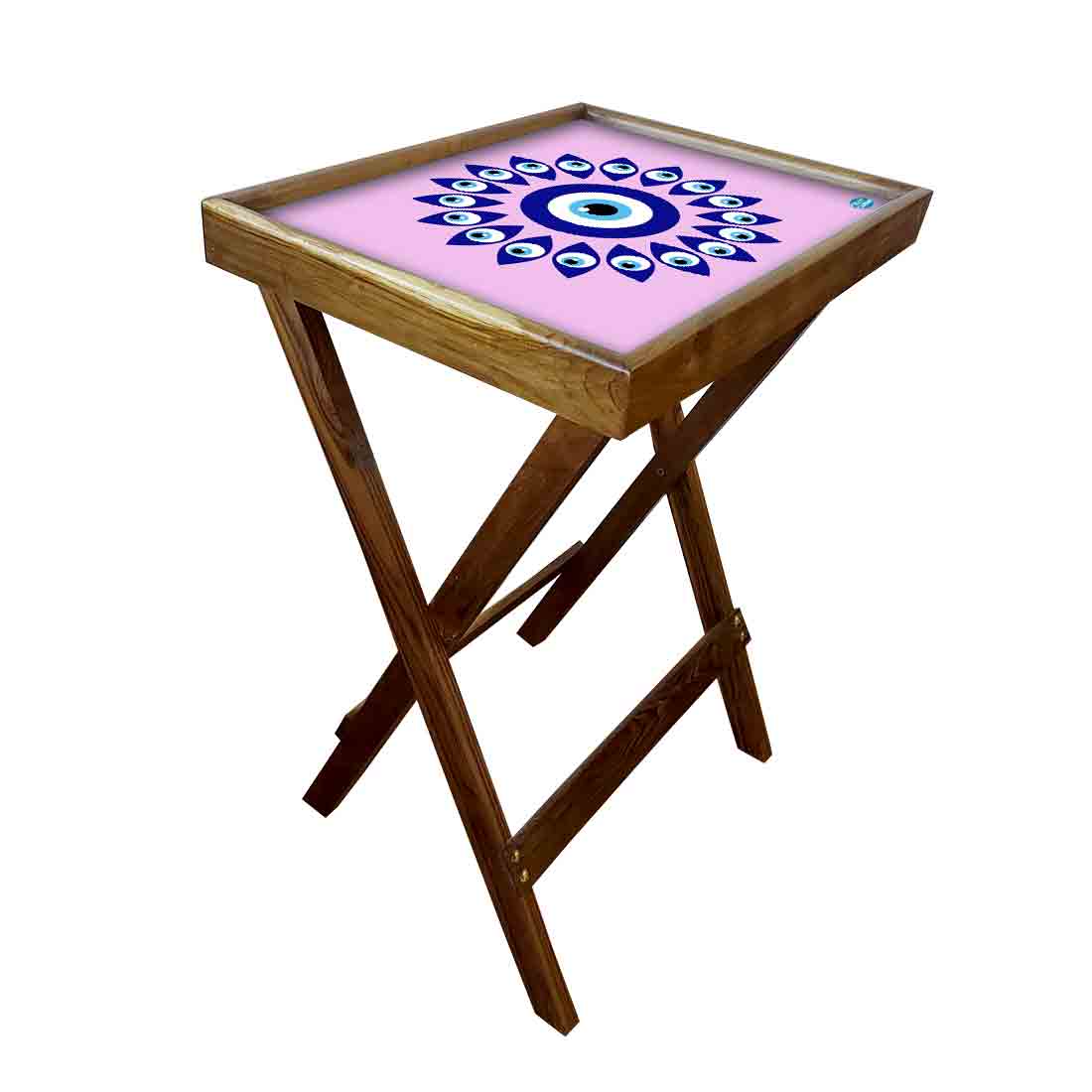 Wooden Folding Tray Side Table for Serving Snacks Tables - Evil Eye Protector - Image 25