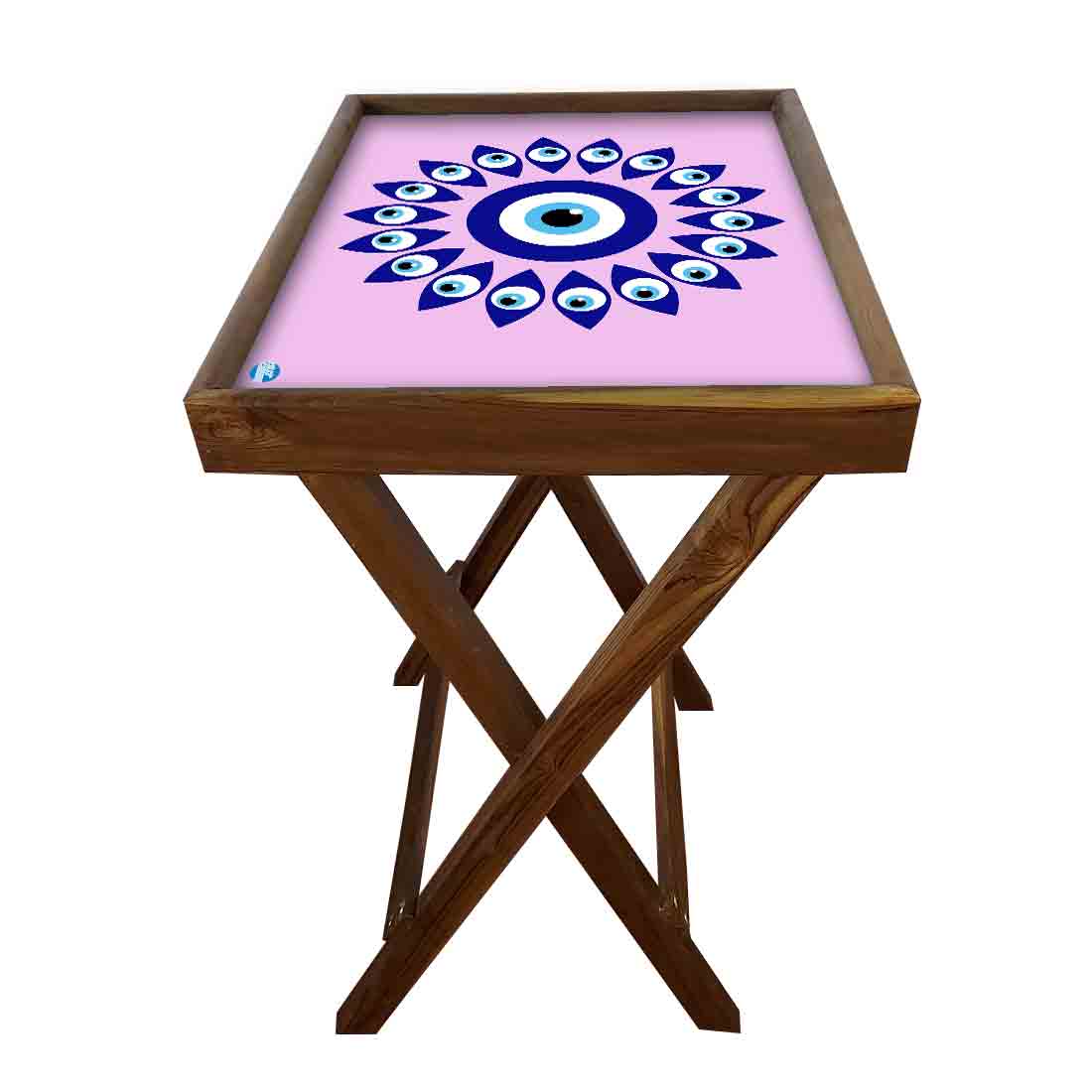 Wooden Folding Tray Side Table for Serving Snacks Tables - Evil Eye Protector - Image 9
