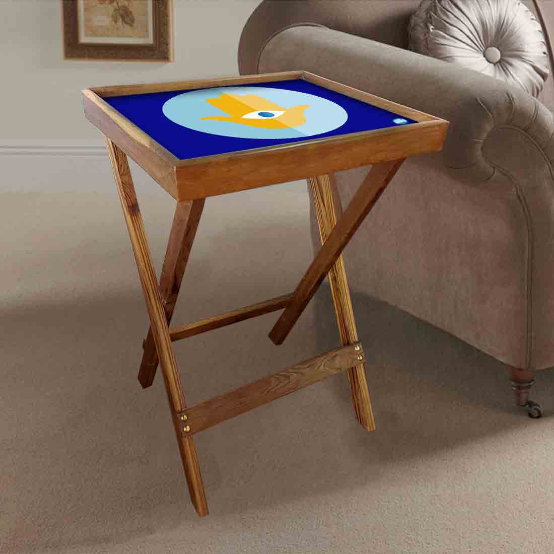 Wooden TV Trays for Eating Snacks Serving Folding End Table - Evil Eye Protector - Image 4
