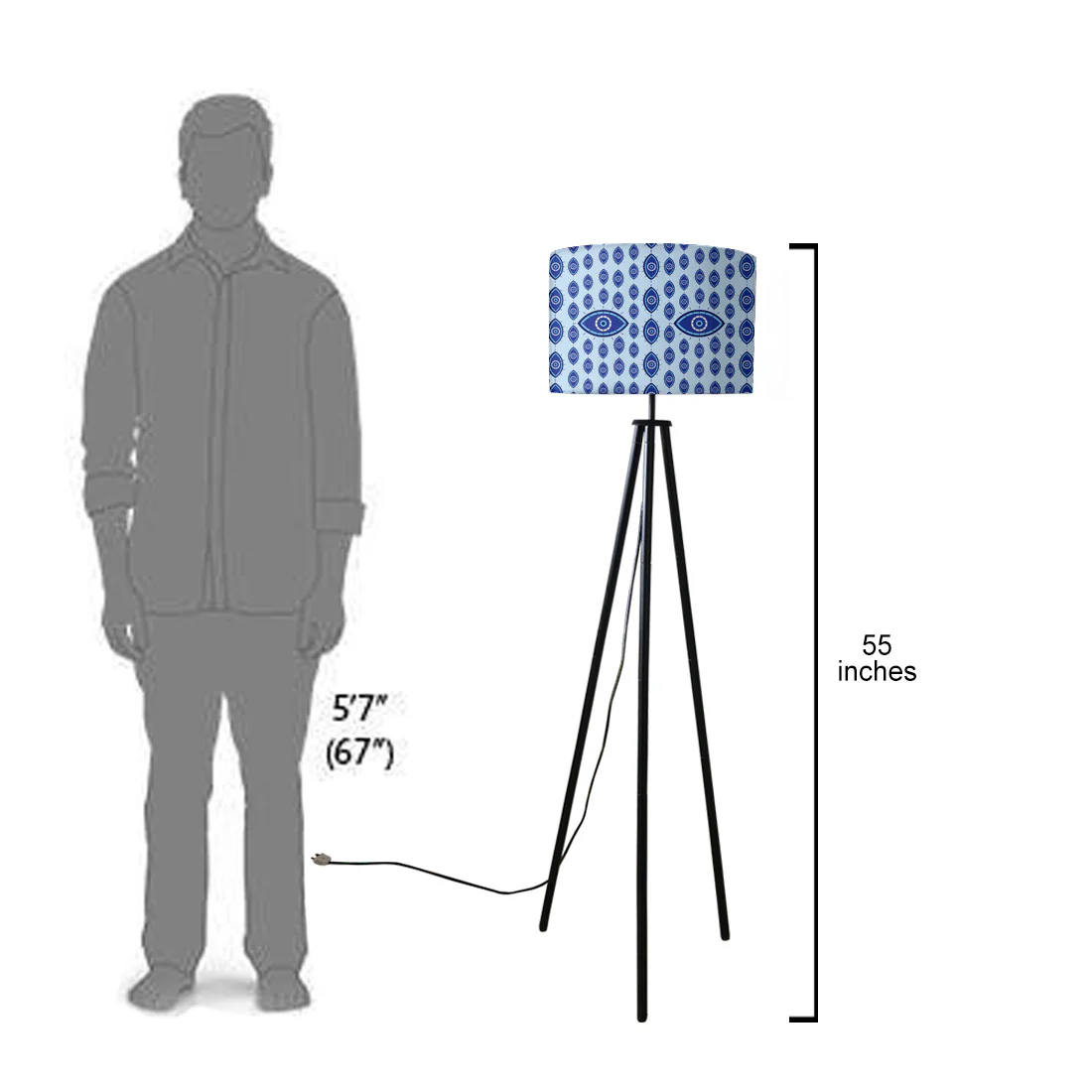 Designer Tripod Floor Lamp Standing Light for Living Rooms - Evil Eye Protector - Image 17
