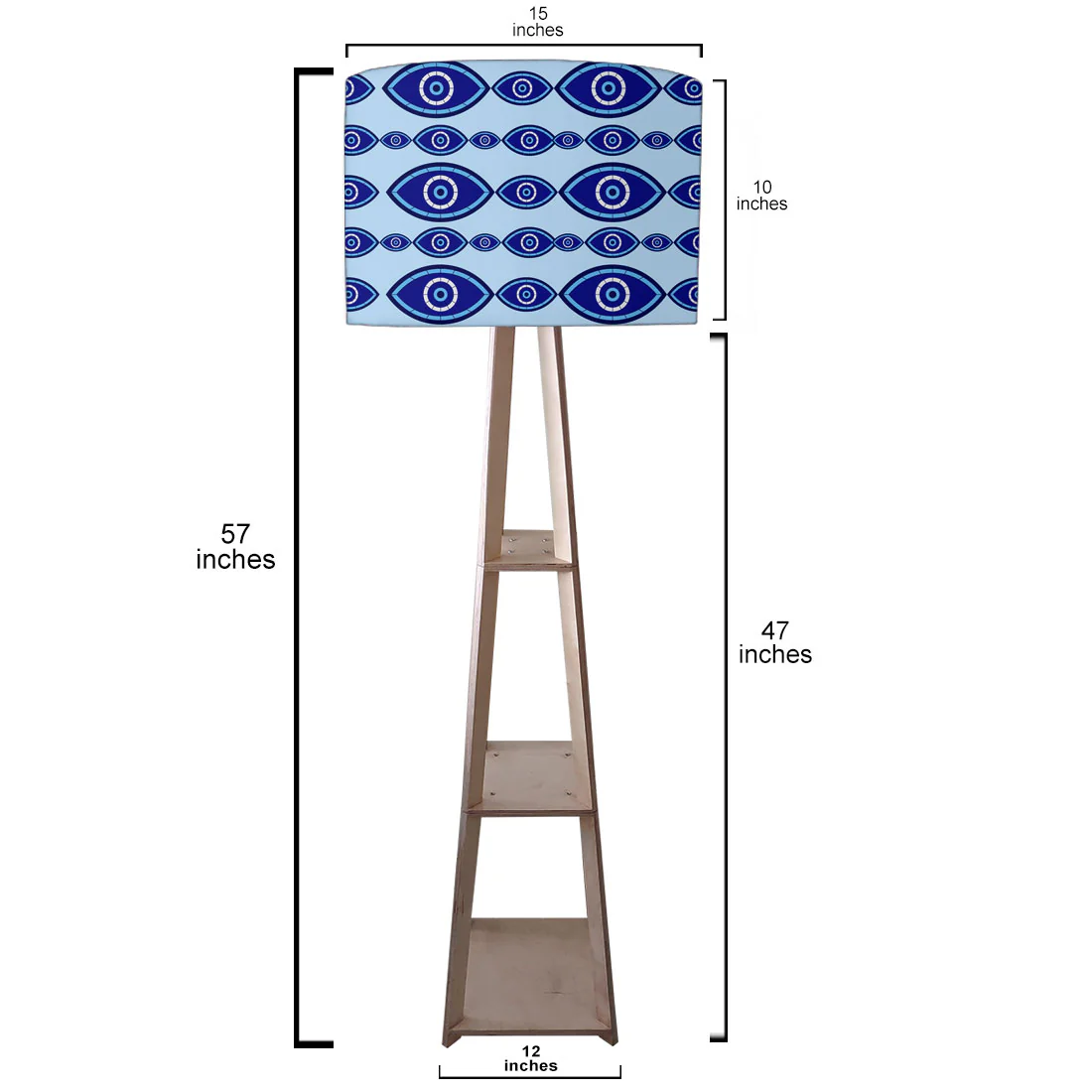 Wooden Tripod Floor Lamp with Shelf for Bedroom Living Room Decor - Evil Eye Protector - Image 20