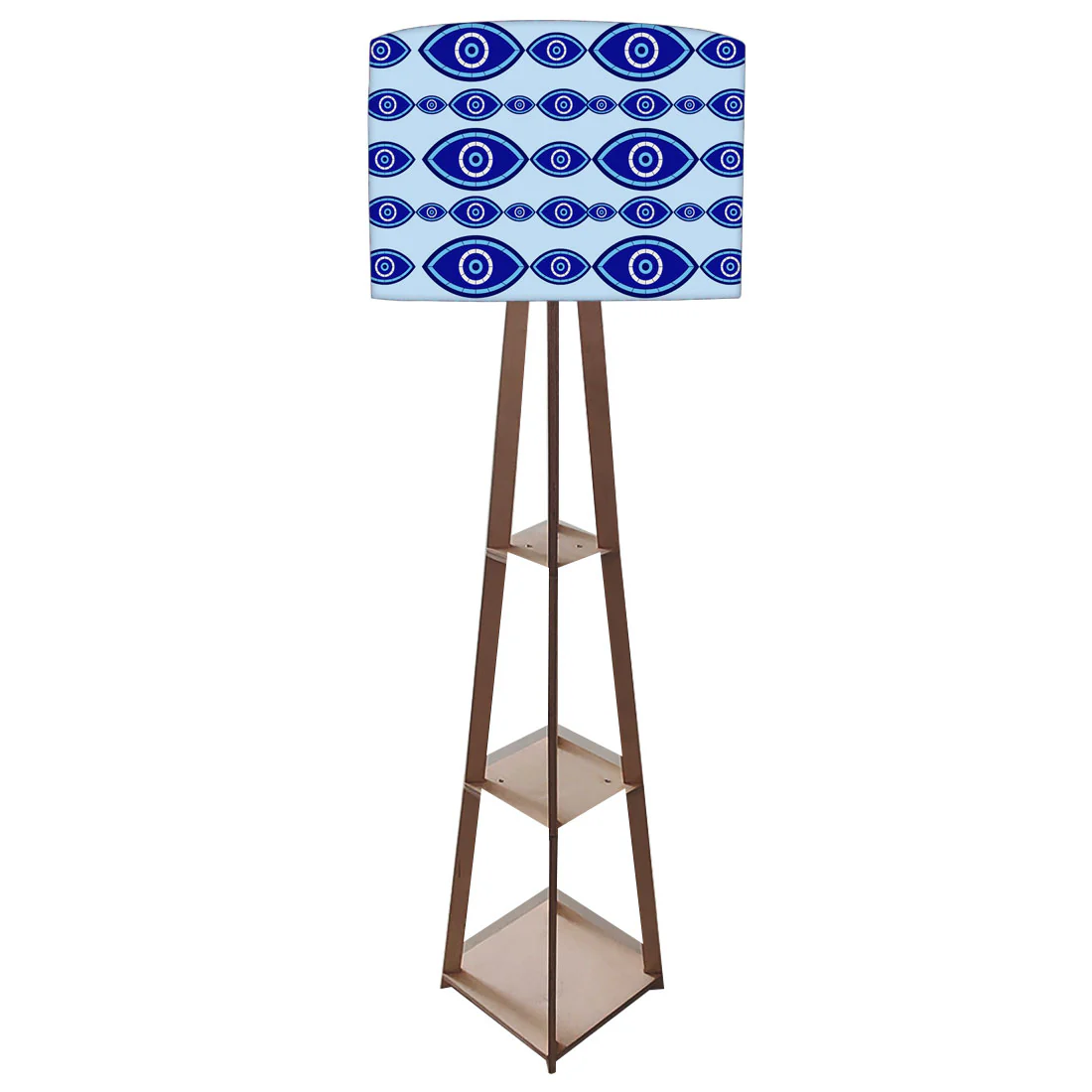 Wooden Tripod Floor Lamp with Shelf for Bedroom Living Room Decor - Evil Eye Protector - Image 24