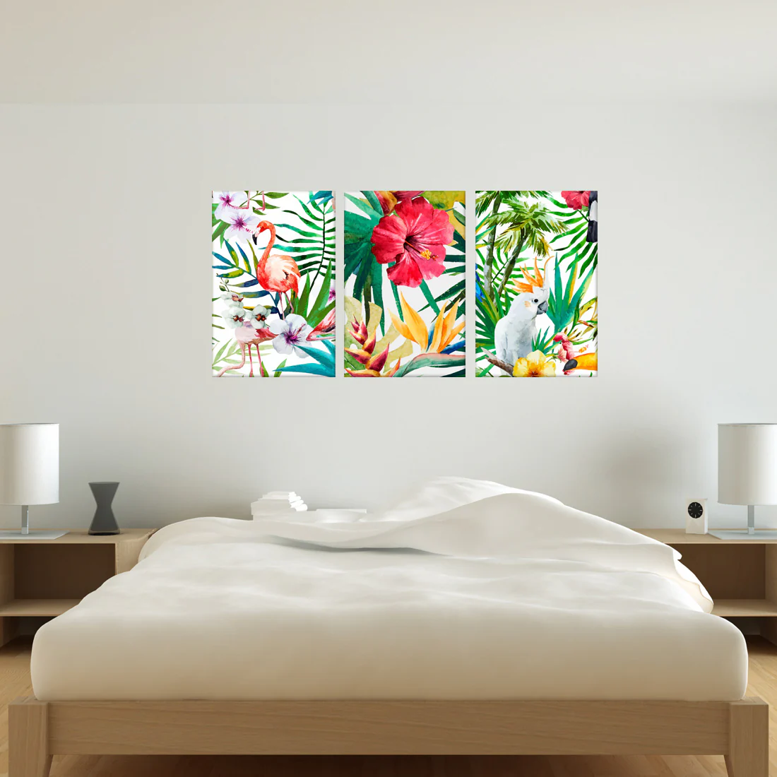 Designer Bedroom Wall Decor Set of 3 for Home Office Decor - Hibiscus - Image 6