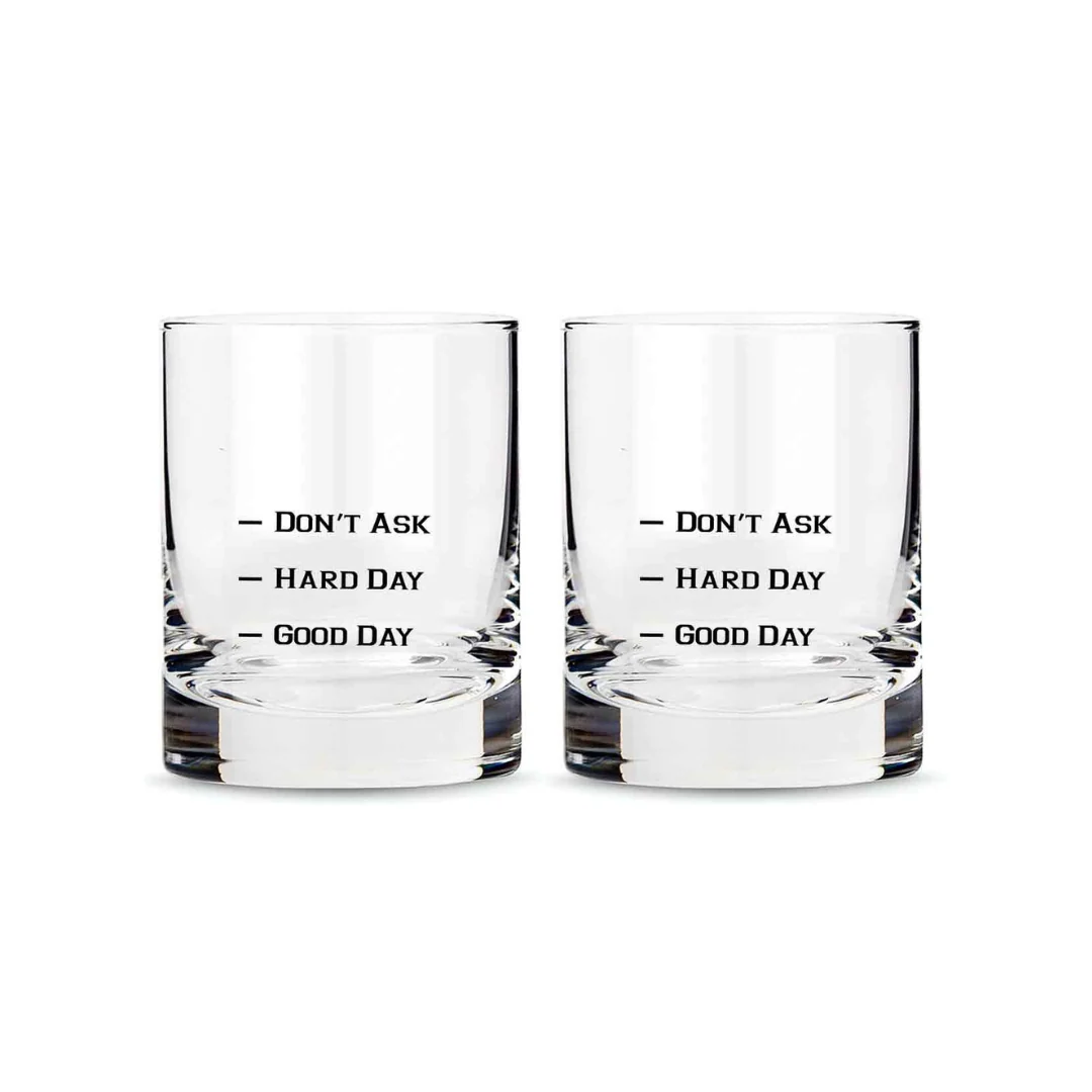Whiskey Glasses Liquor Glass- Anniversary Birthday Gift Funny Gifts for Husband Bf - GOOD DAY HARD DAY - Image 5
