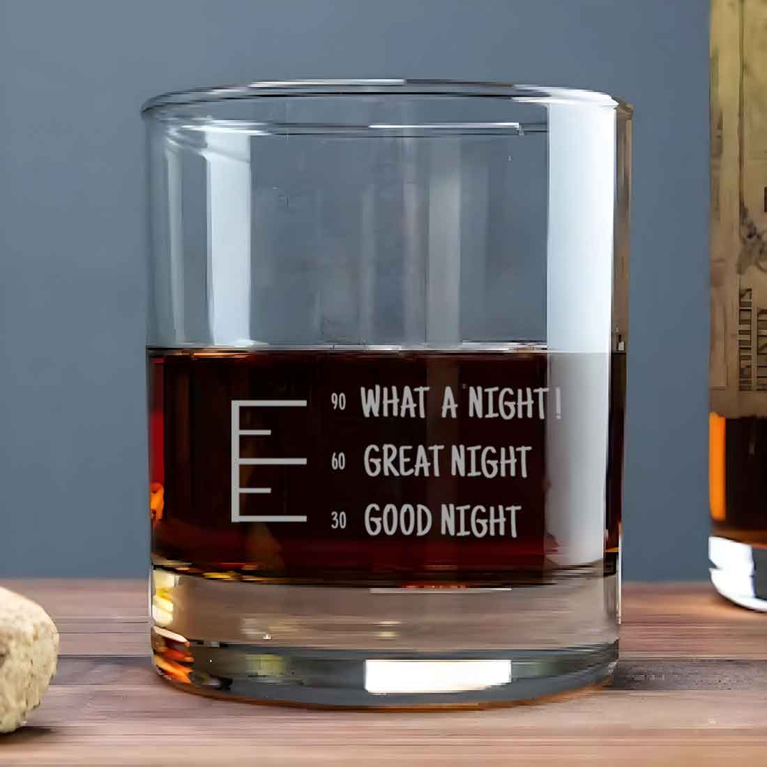 Whiskey Glasses Liquor Glass- Anniversary Birthday Gift Funny Gifts for Husband Bf - GOOD NIGHT GREATE NIGHT WHAT NIGHT?