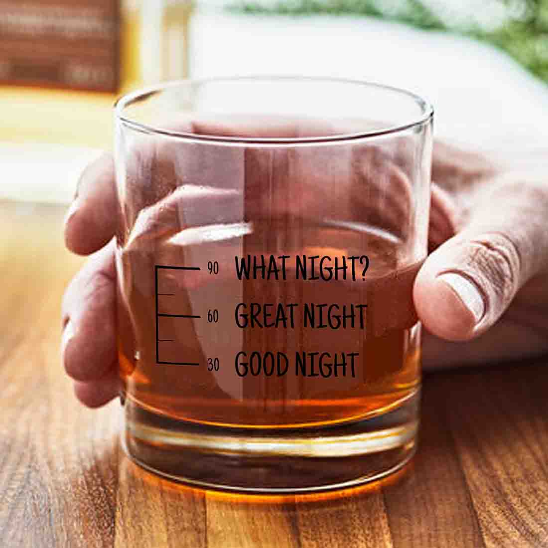 Whiskey Glasses Liquor Glass- Anniversary Birthday Gift Funny Gifts for Husband Bf - GOOD NIGHT GREATE NIGHT WHAT NIGHT? - Image 8