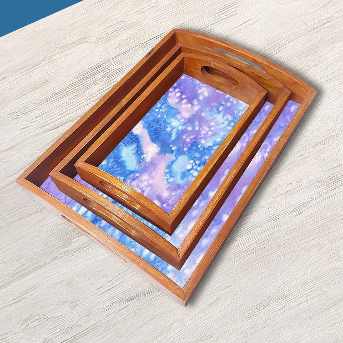 Wooden Serving Tray Set of 3 Designer Trays for Tea Coffee