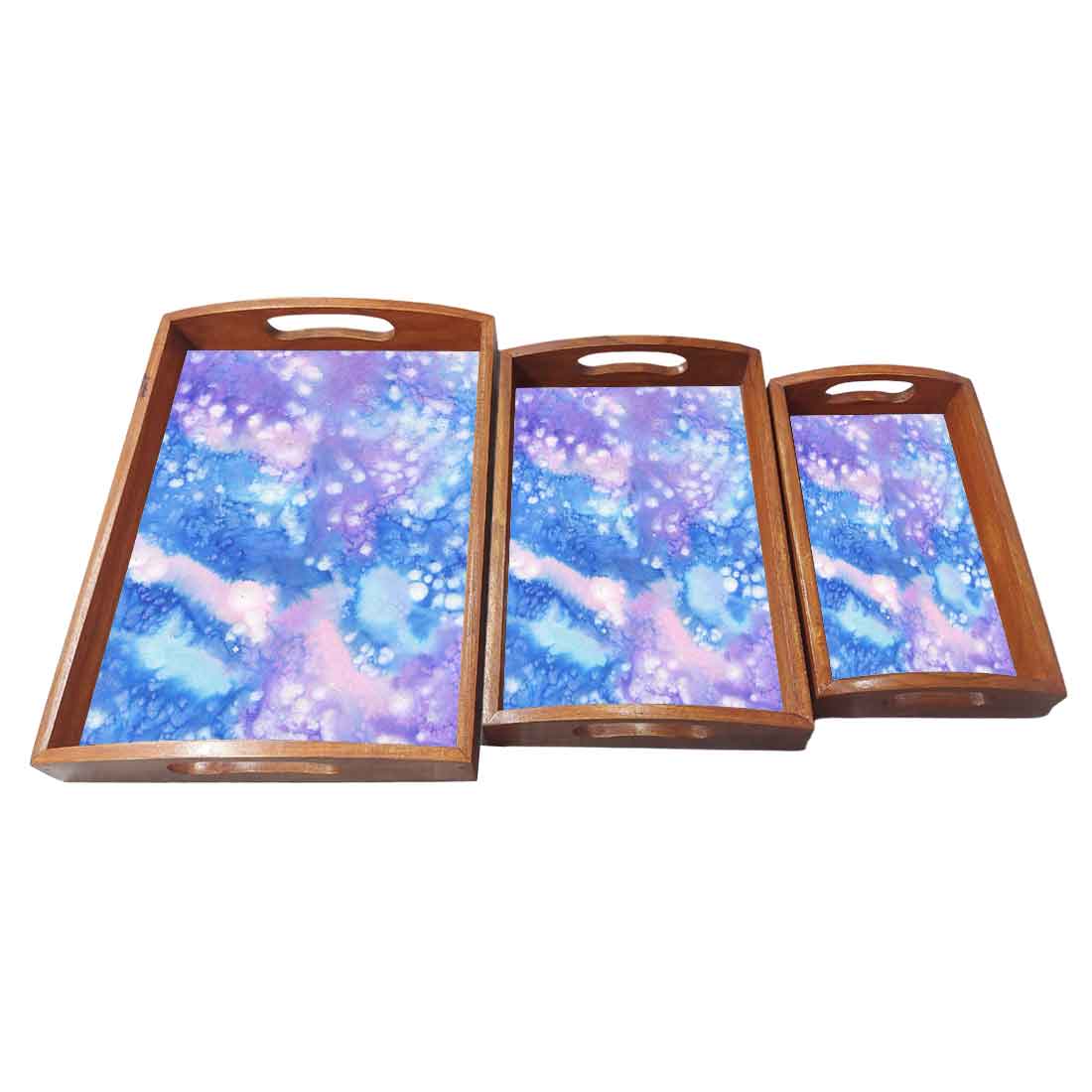 Wooden Serving Tray Set of 3 Designer Trays for Tea Coffee - Image 4