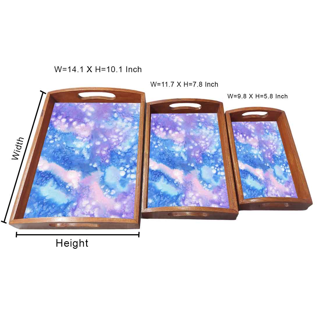Wooden Serving Tray Set of 3 Designer Trays for Tea Coffee - Image 5