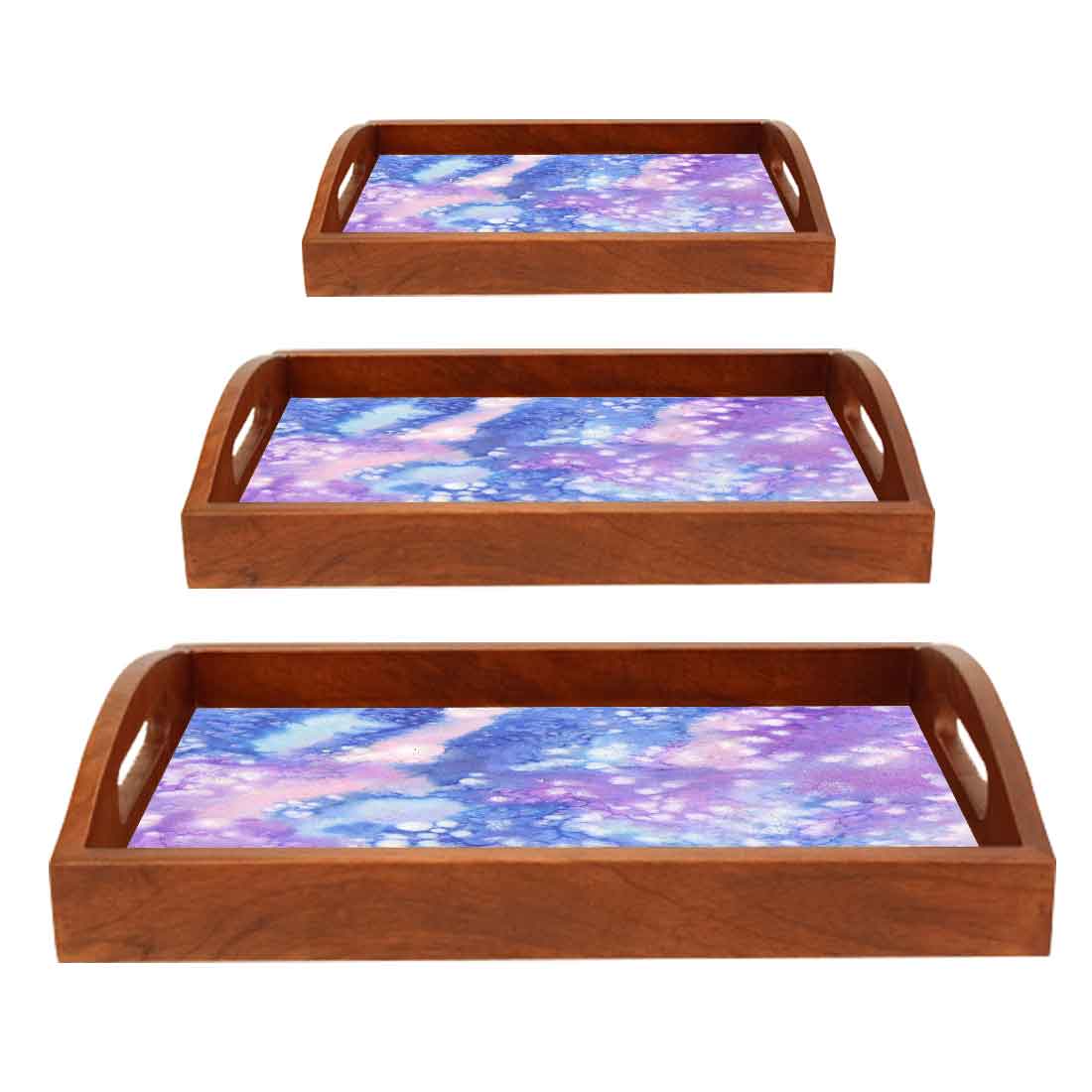 Wooden Serving Tray Set of 3 Designer Trays for Tea Coffee - Image 6
