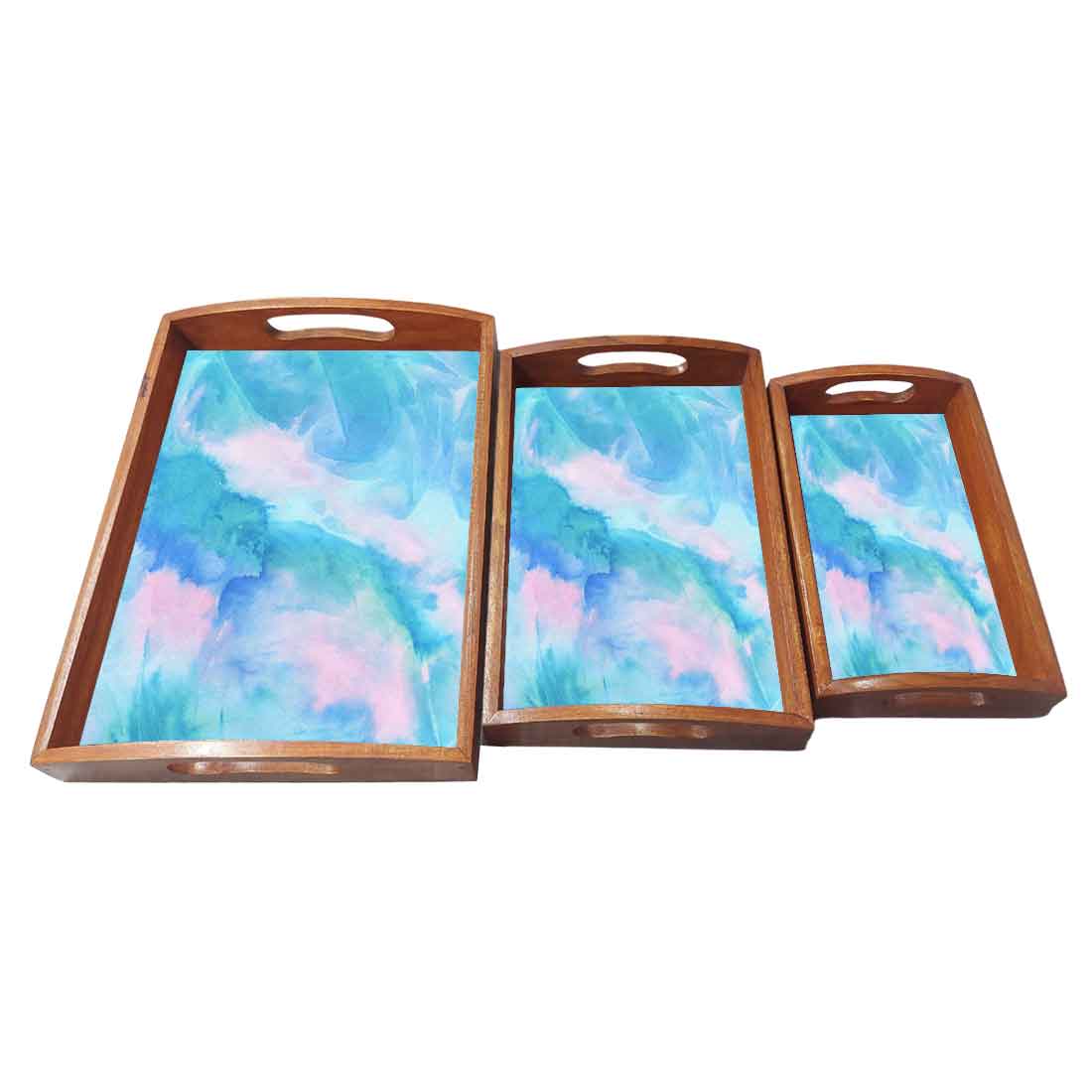 Wooden Tray Set of 3 for Serving Designer Trays - Image 4