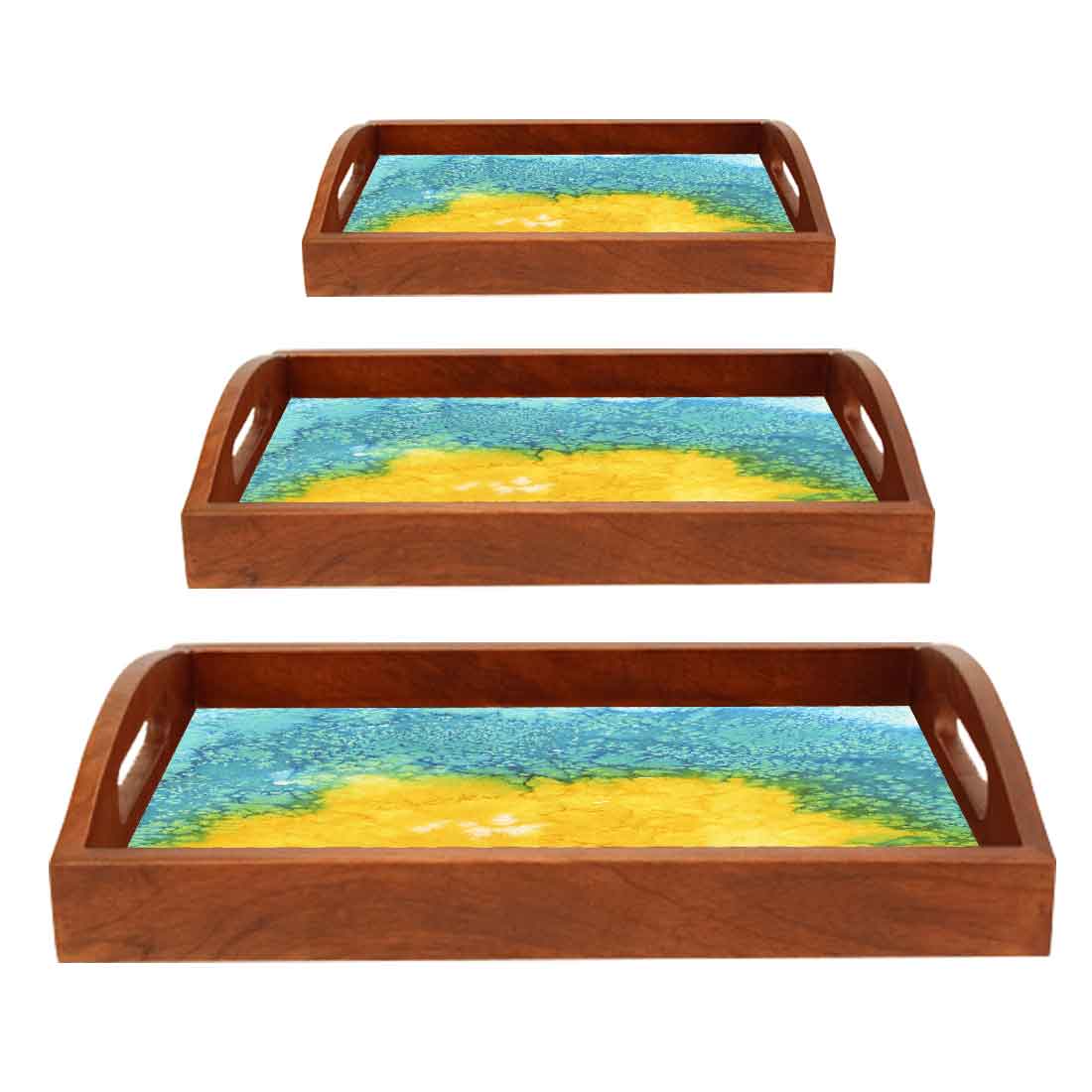 Designer Wooden Tray for Serving Set of 3 Different Sizes - Image 6