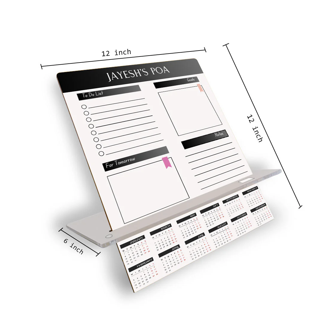Desk Planner with Calendar Personalized Planning Board with Mobile Stand - Image 4