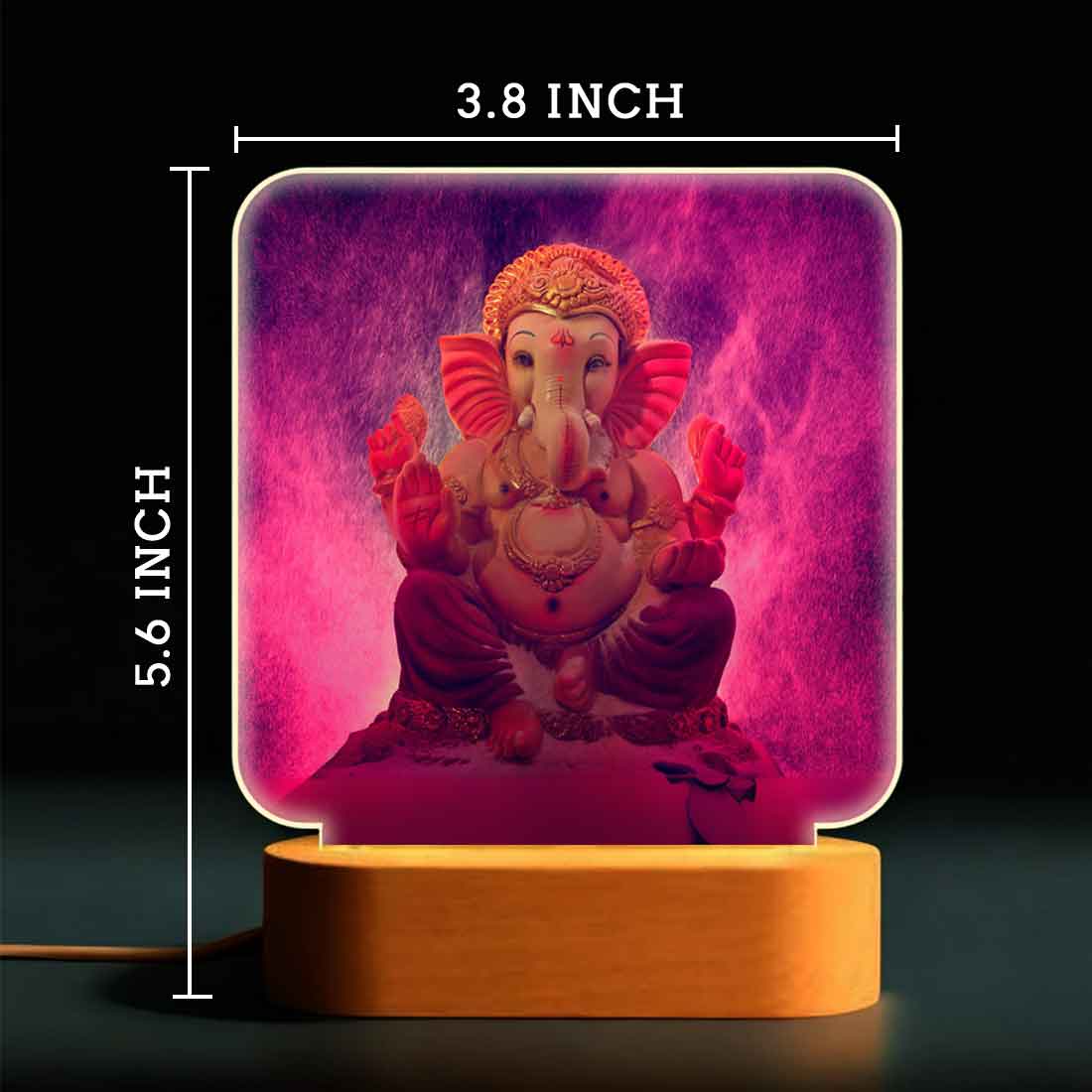 Divine Ganesh Lamps with Wooden Base – Warm Light for Home Temple & Bedroom Decor - Image 3