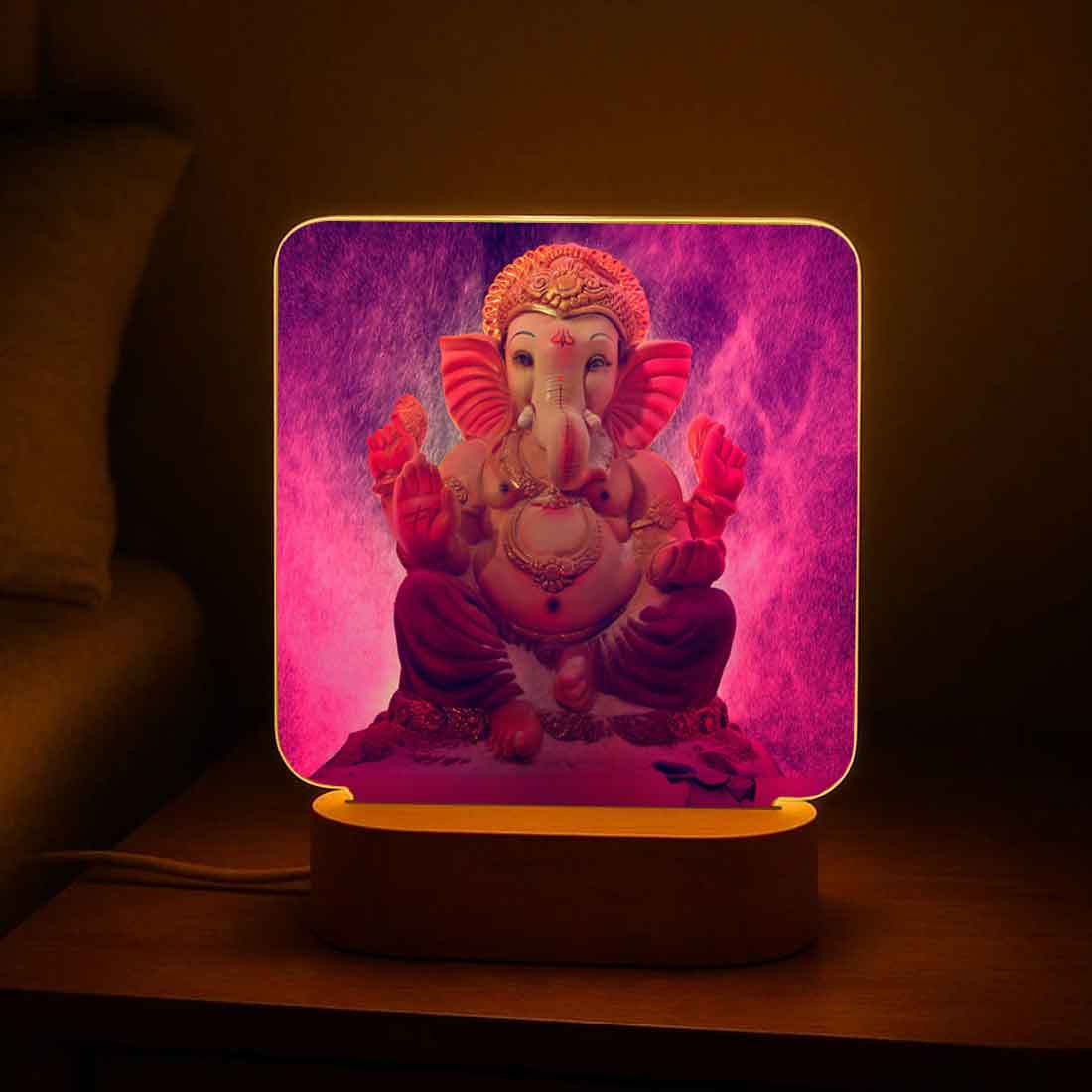Divine Ganesh Lamps with Wooden Base – Warm Light for Home Temple & Bedroom Decor - Image 4