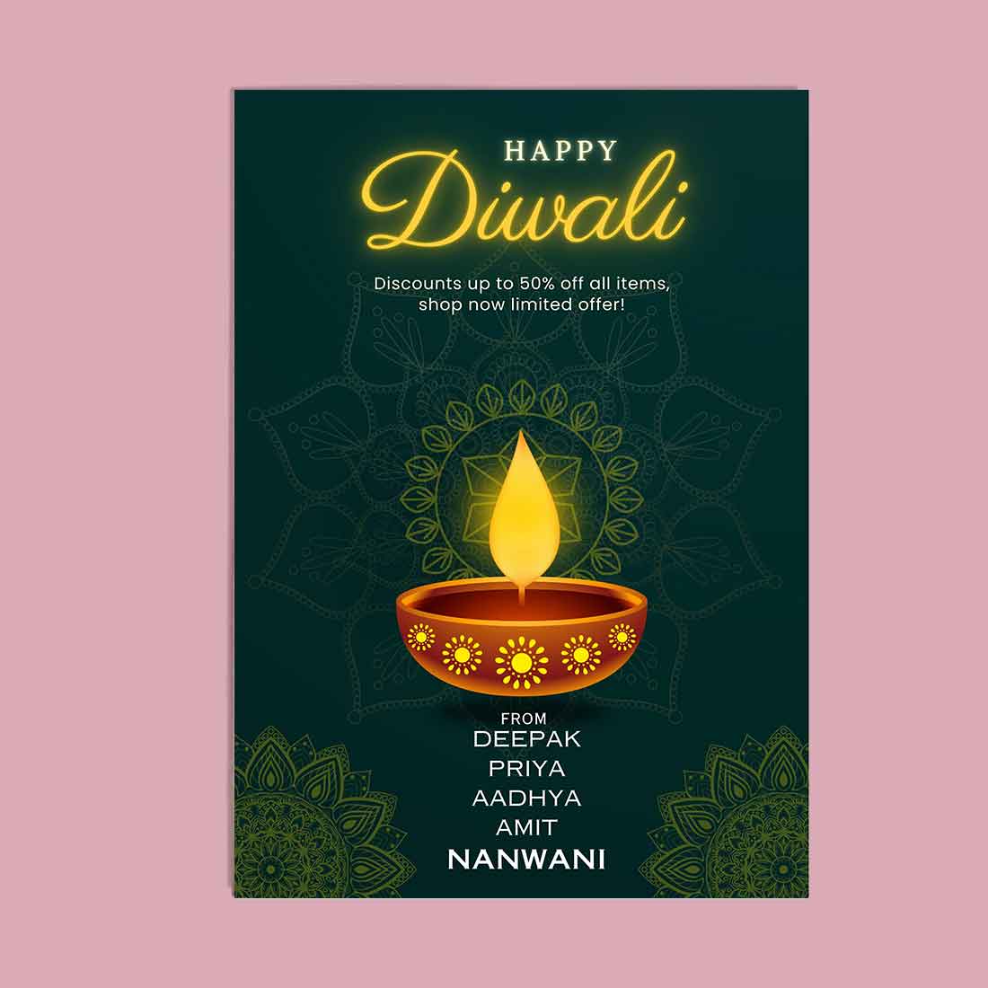 Diwali Gift Set with Lord Hanuman Lamp 10 gm Silver Coin and Greeting Card - Image 3