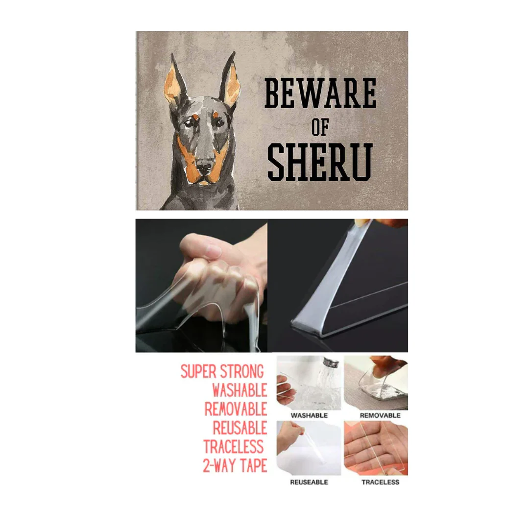 Personalized Dog Name Plates Beware Of Dog Sign - doberman - Image 4