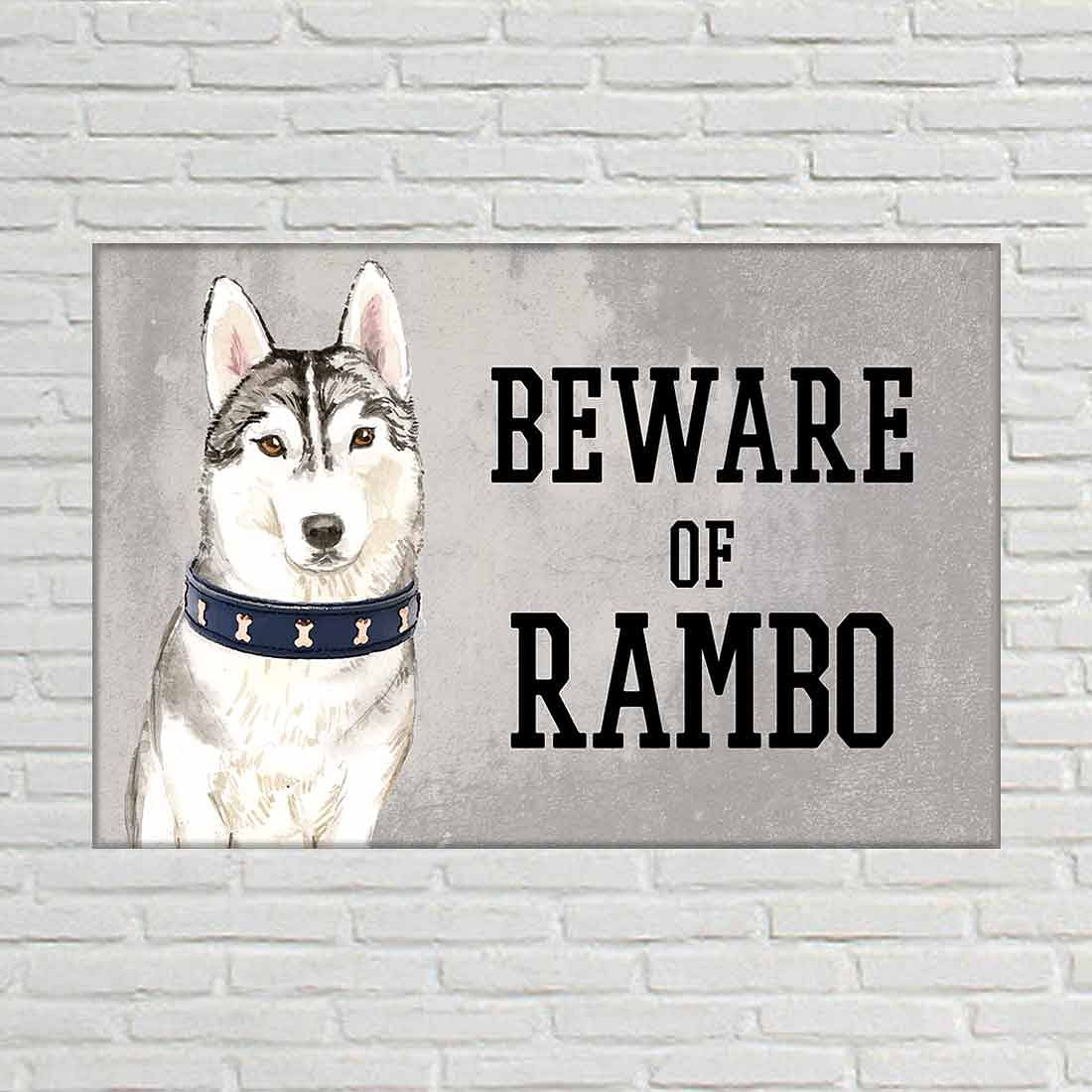 Personalized Dog Name Plates Beware Of Dog Sign - Siberian Husky - Image 2
