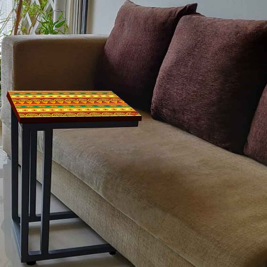 C Shaped Bedside Table - Aztec Orange Yellow Pattern - Image 3
