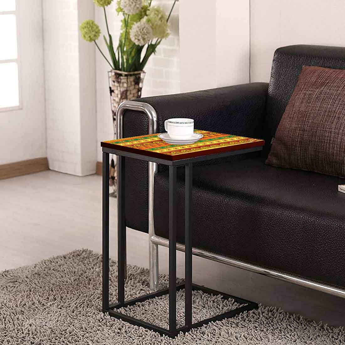 C Shaped Bedside Table - Aztec Orange Yellow Pattern - Image 4