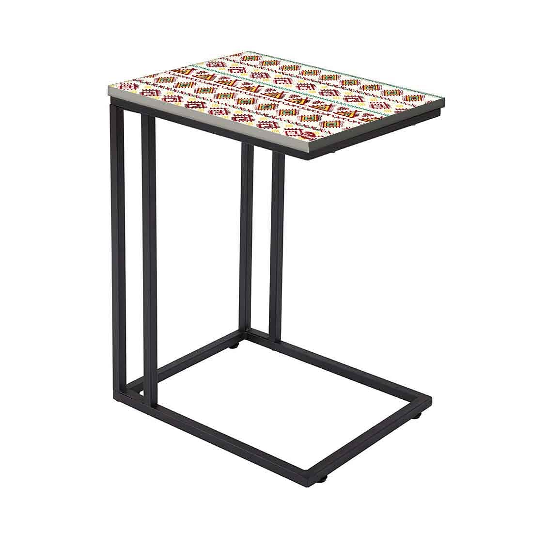 C Shaped Sofa Table - Aztec White Green Pattern - Image 2
