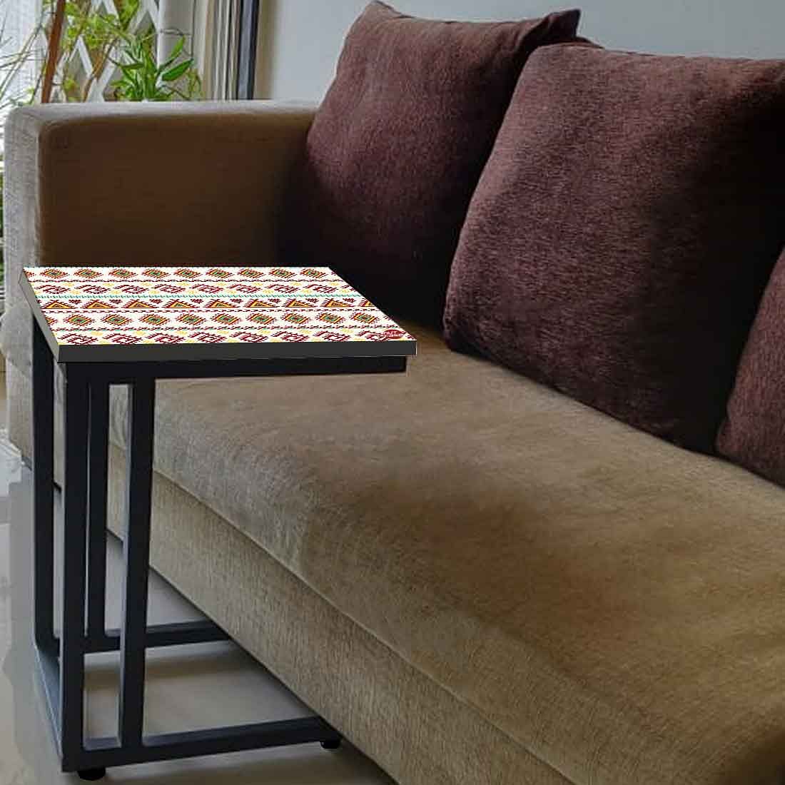 C Shaped Sofa Table - Aztec White Green Pattern - Image 3