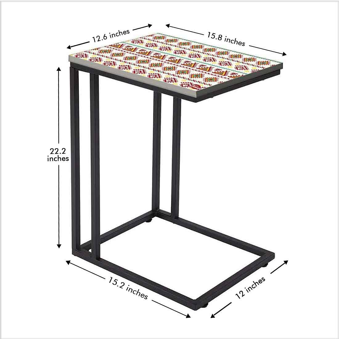 C Shaped Sofa Table - Aztec White Green Pattern - Image 5