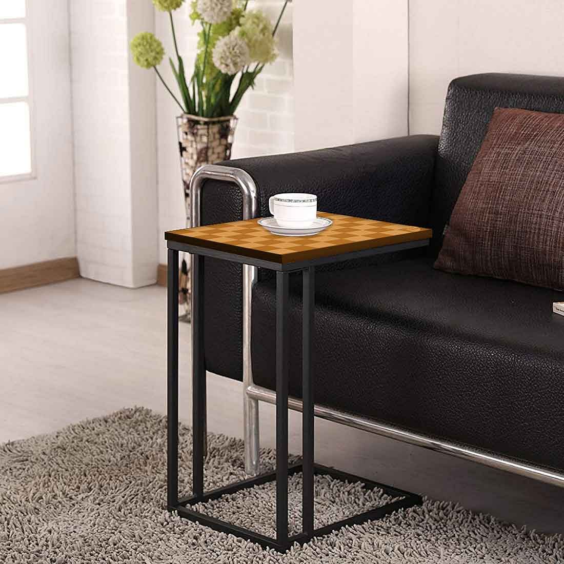 Modern C Shaped End Table - Orange Check Pattern - Image 4