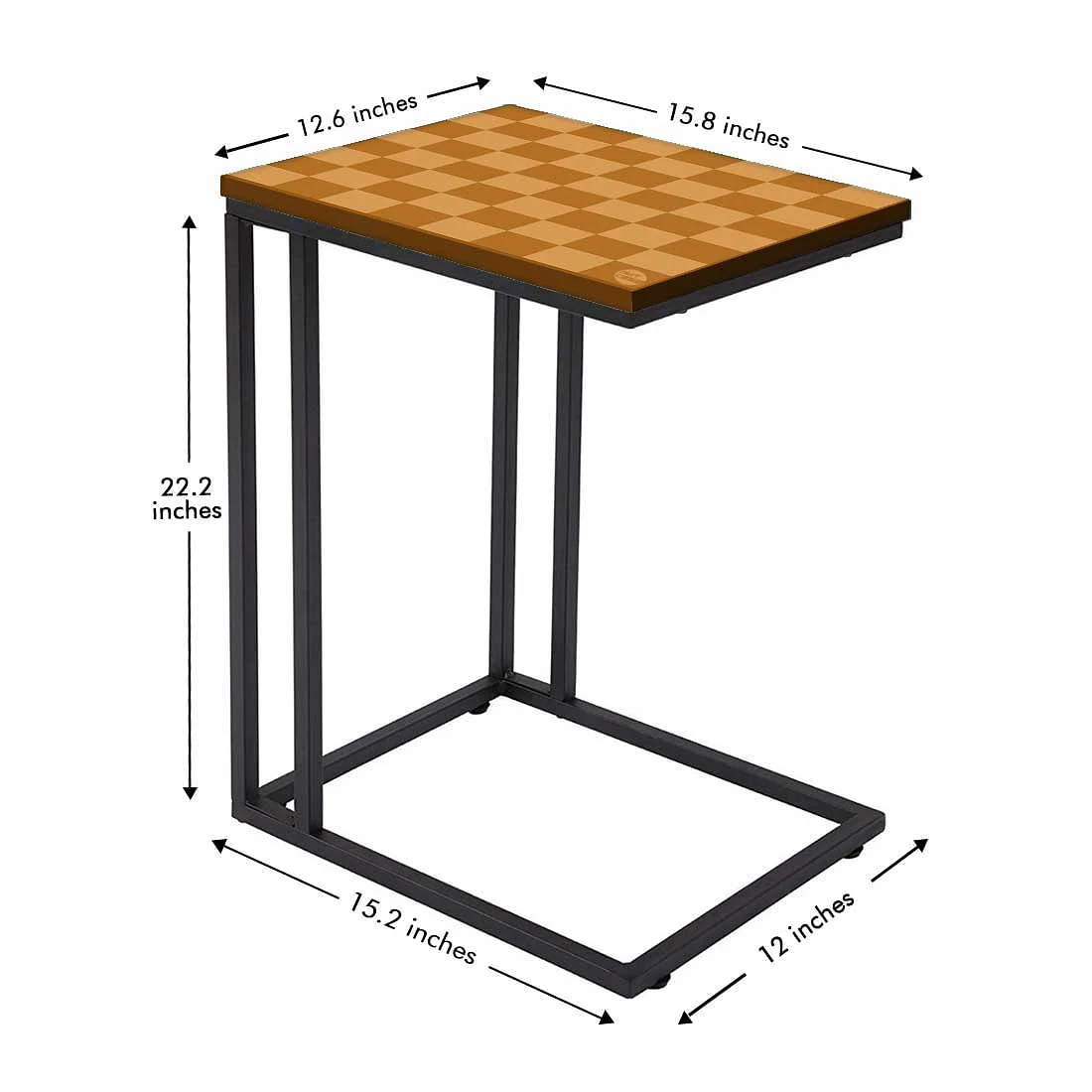 Modern C Shaped End Table - Orange Check Pattern - Image 5