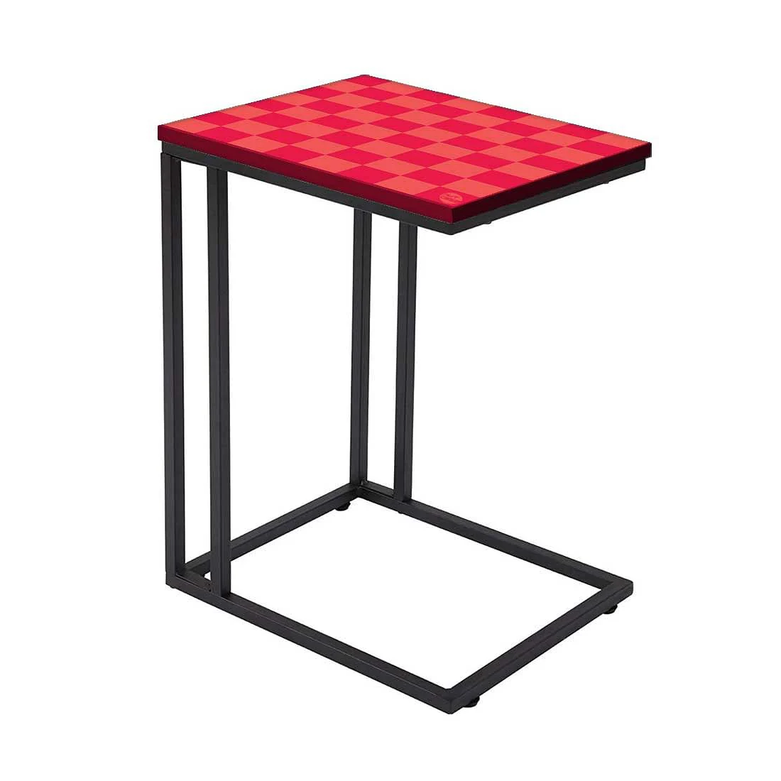 Beautiful Black Metal C Table - Red Orange Check - Image 2