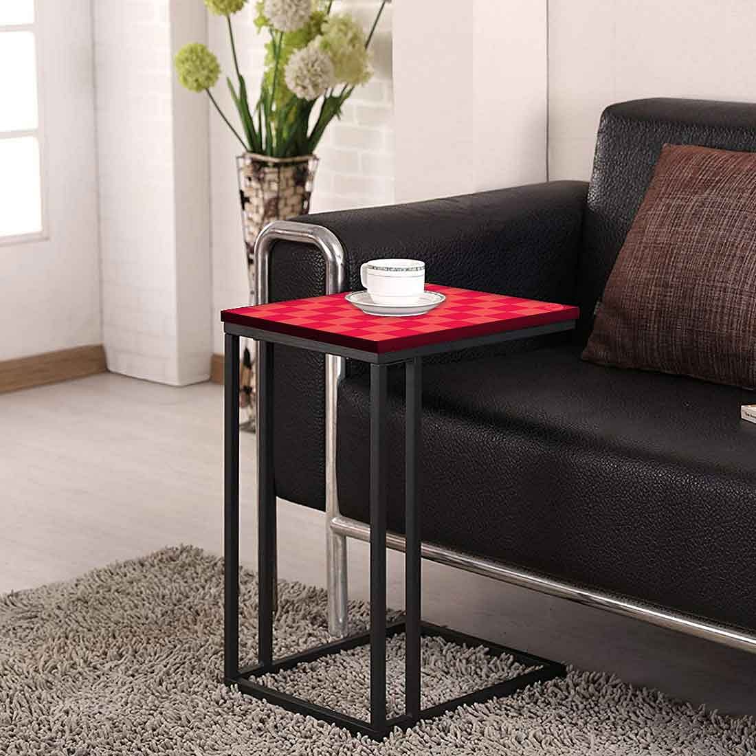 Beautiful Black Metal C Table - Red Orange Check - Image 4
