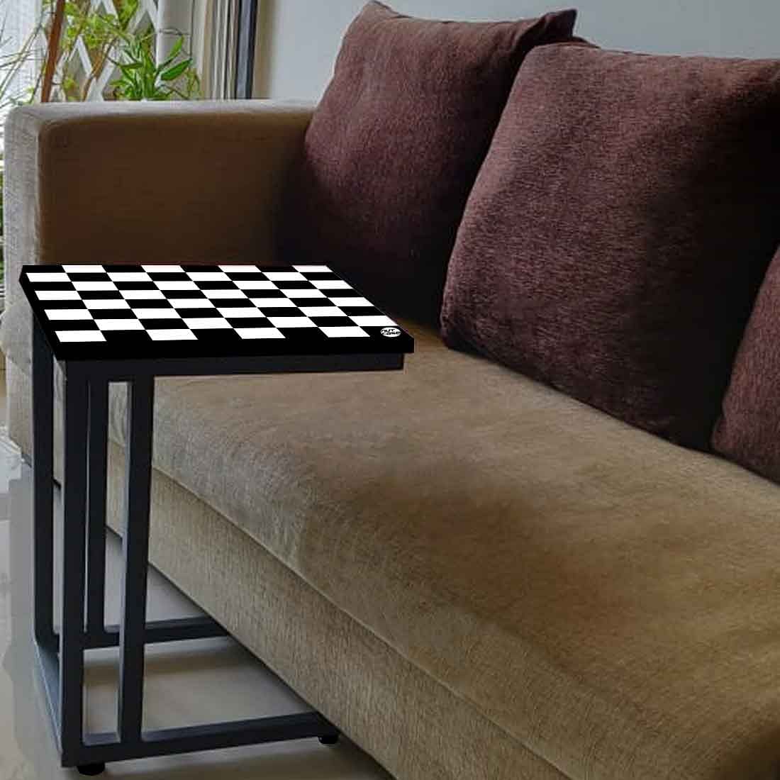 Best C Shaped Table For Sofa - Black White Check - Image 3