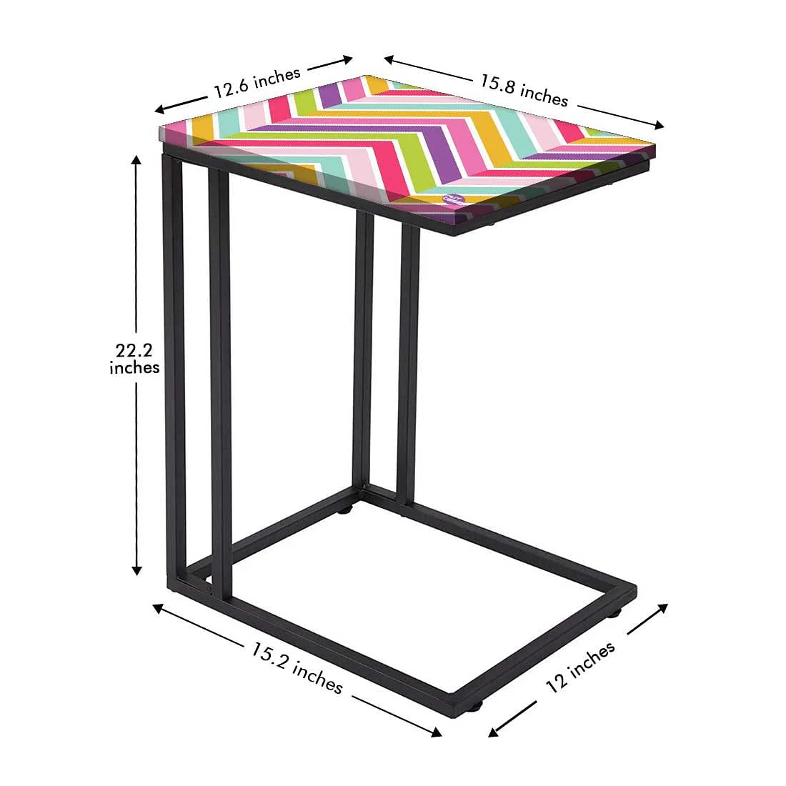 Designer Small C Side Table - Pastels Chevron - Image 5