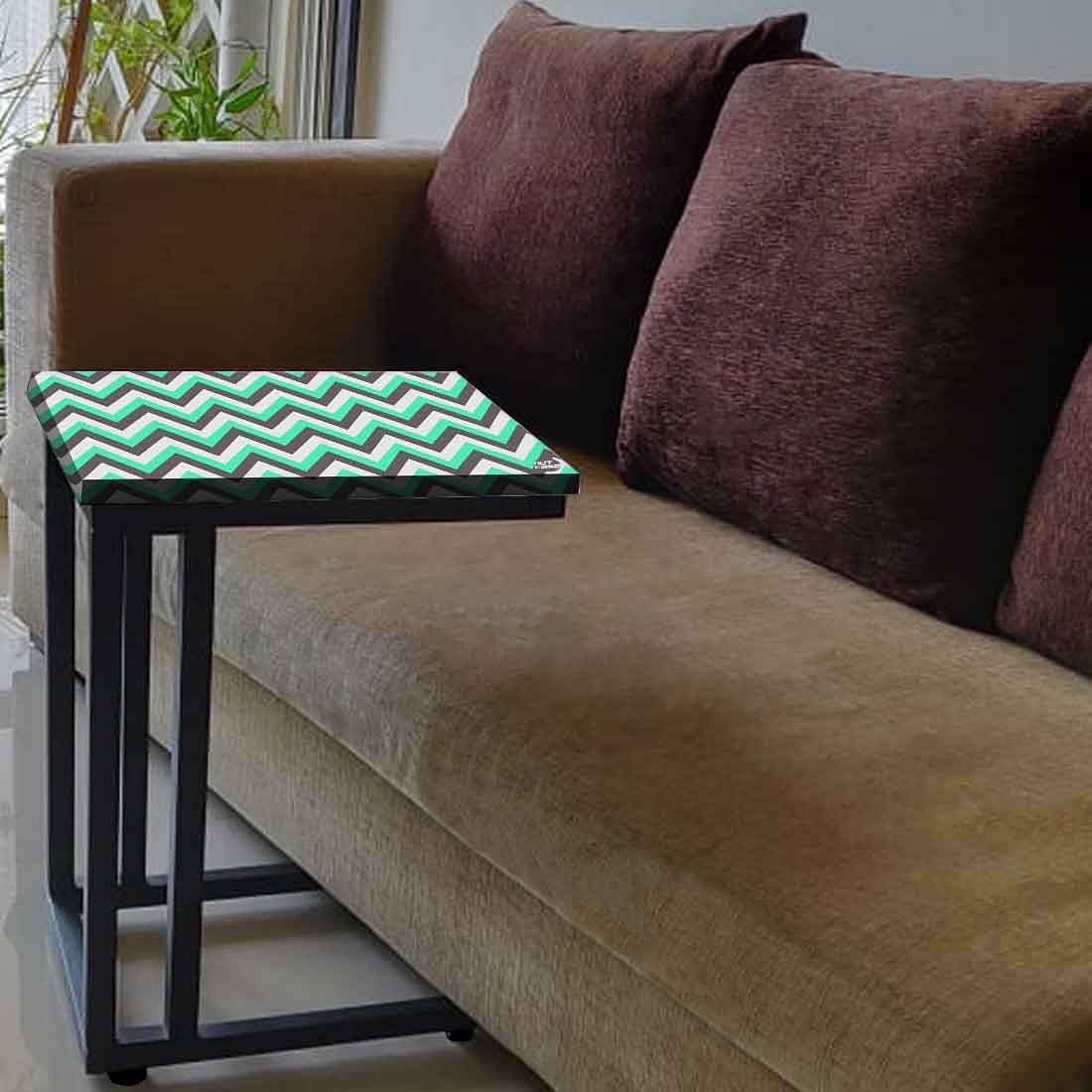 Modern Metal C Table - Mint and Gray Chevron