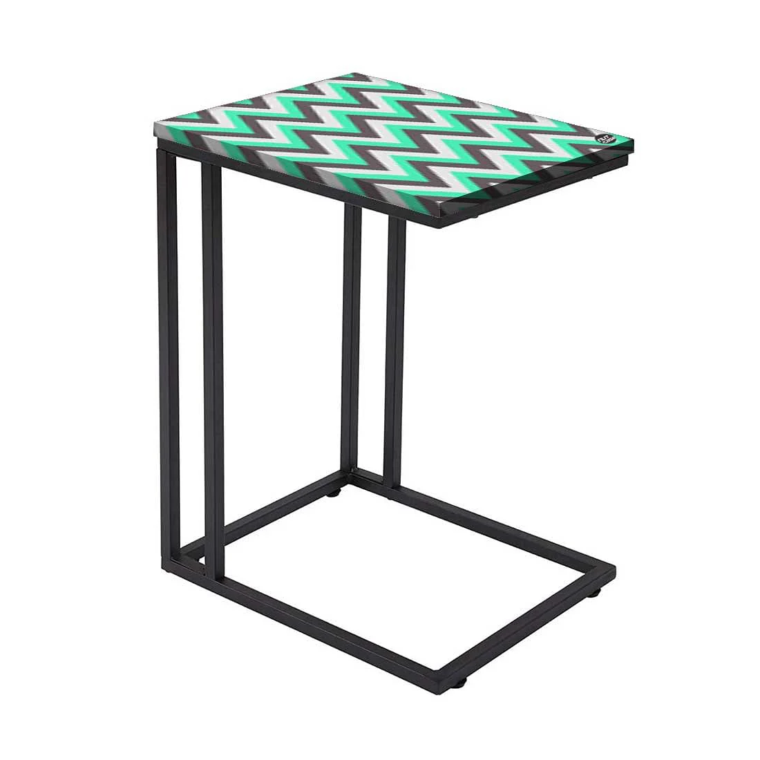Modern Metal C Table - Mint and Gray Chevron - Image 2