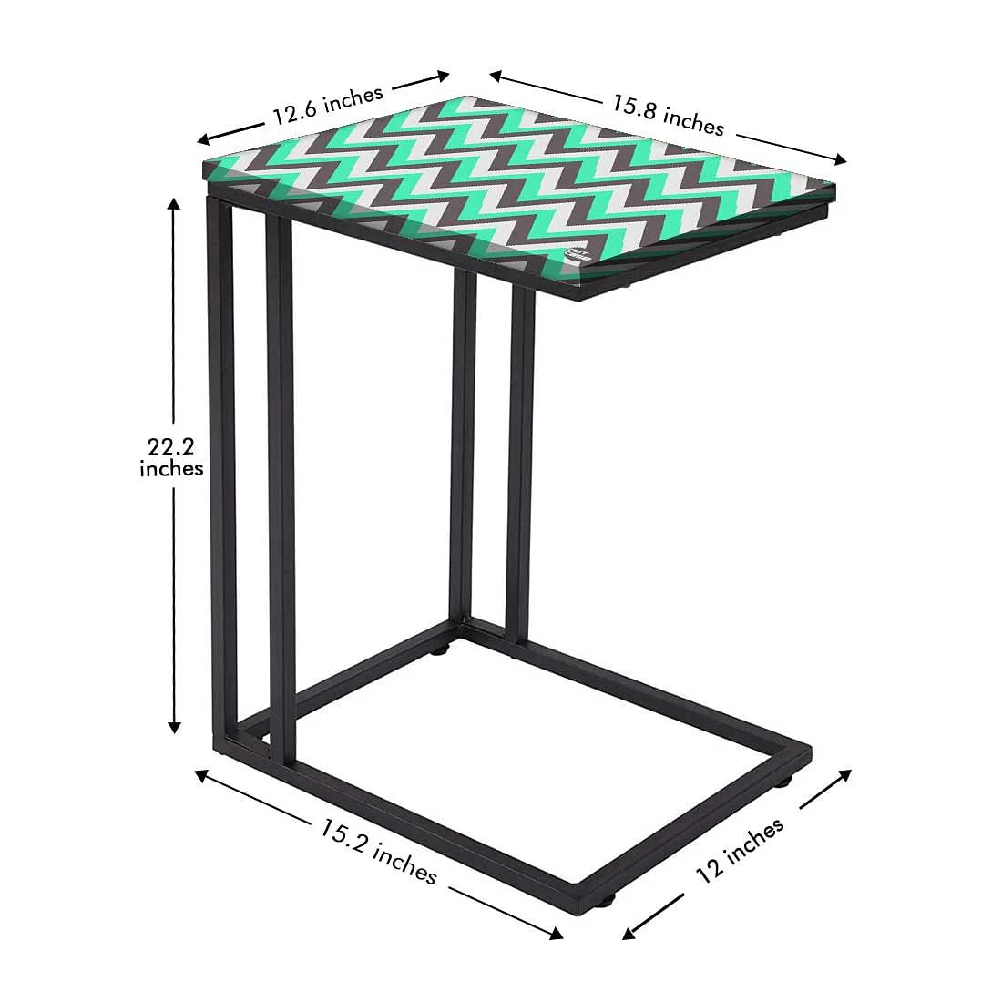 Modern Metal C Table - Mint and Gray Chevron - Image 4