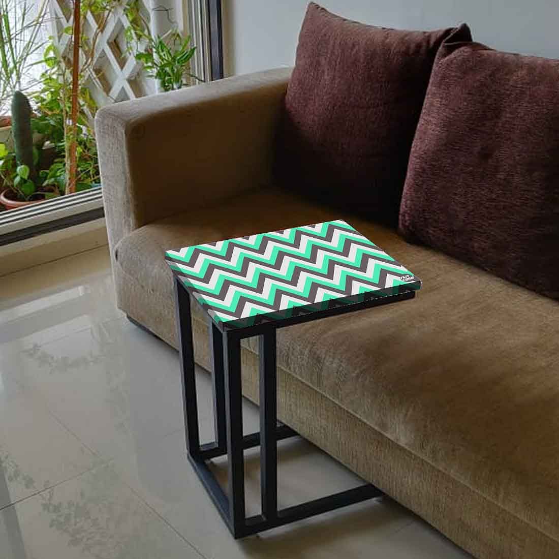 Modern Metal C Table - Mint and Gray Chevron - Image 5