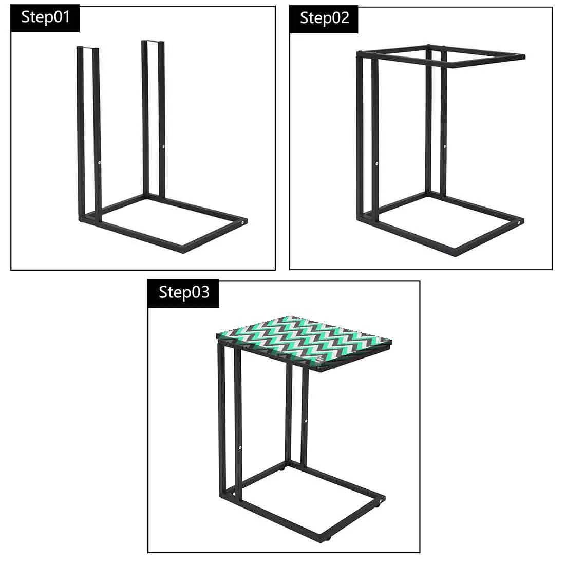 Modern Metal C Table - Mint and Gray Chevron - Image 7