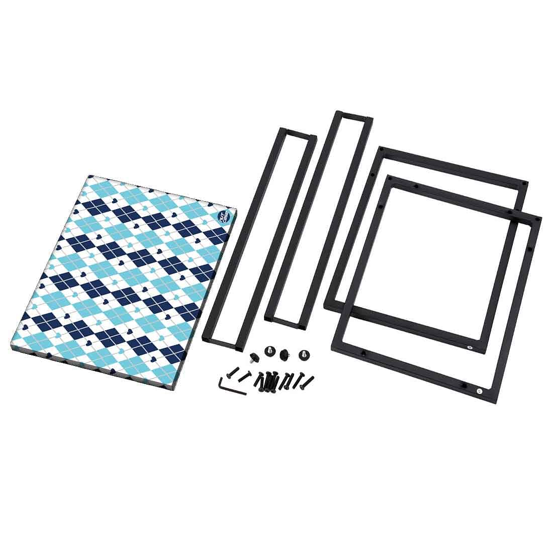 C Shaped Metal Table For Sofa - Blue Plaids - Image 8