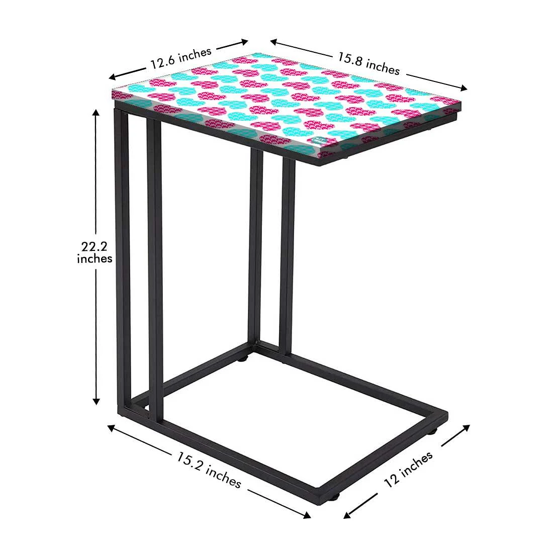 Best C Shaped Table For Sofa - Hearts Pink and Blue - Image 5