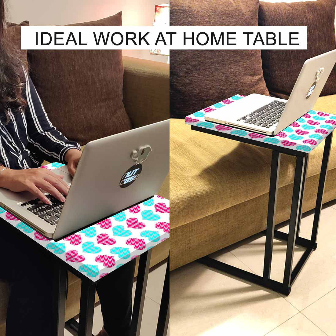Best C Shaped Table For Sofa - Hearts Pink and Blue - Image 6