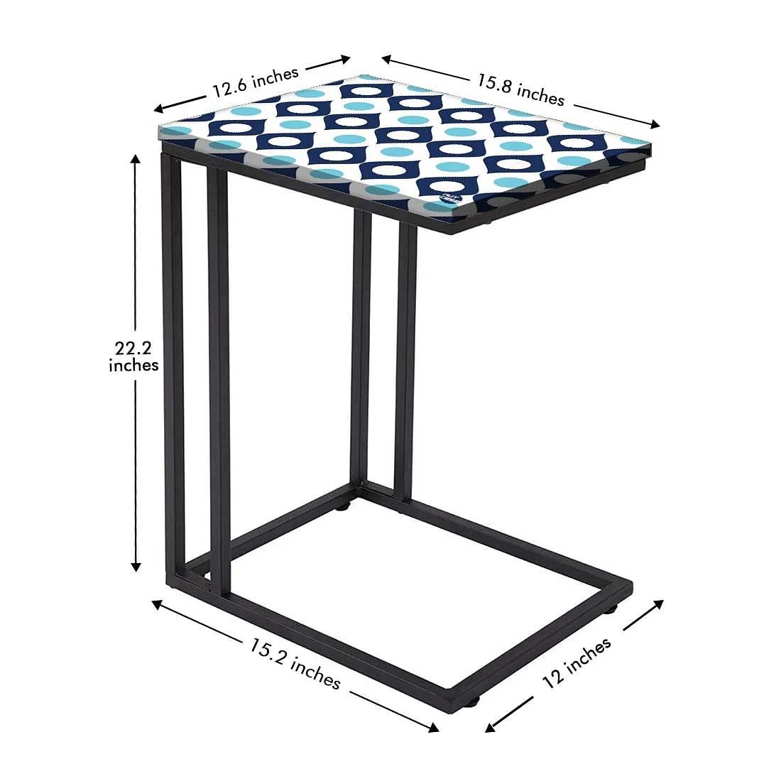 High-field Metal C Table For Sofa - Shades of Blue Retro - Image 5