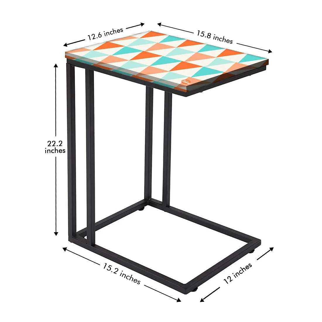 Latest Modern C Side Table - Orange and Mint Triangles - Image 5