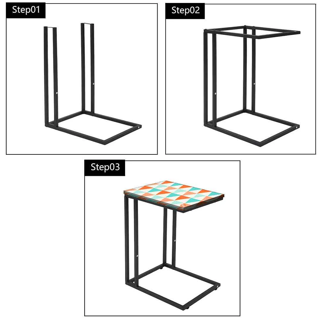 Latest Modern C Side Table - Orange and Mint Triangles - Image 7