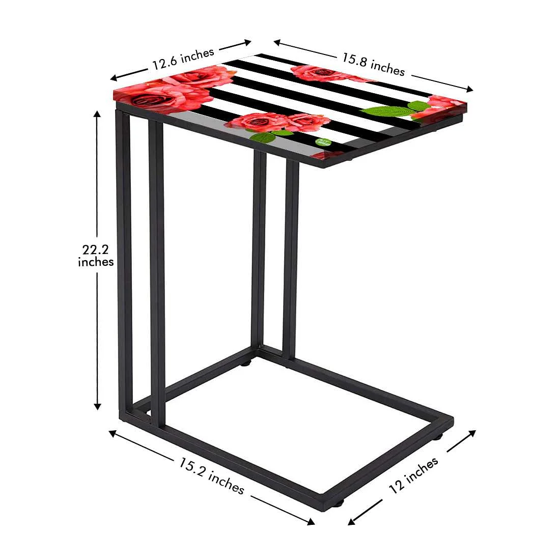 Designer Floral C Side Table - Red Flower - Image 5