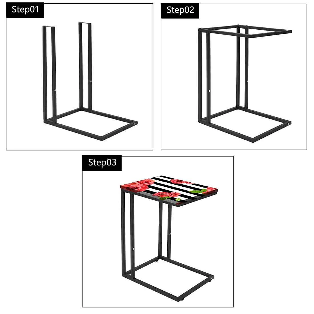 Designer Floral C Side Table - Red Flower - Image 7