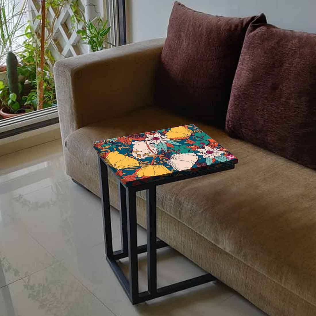 Beautiful Floral Metal C Table - Yellow Flower - Image 3